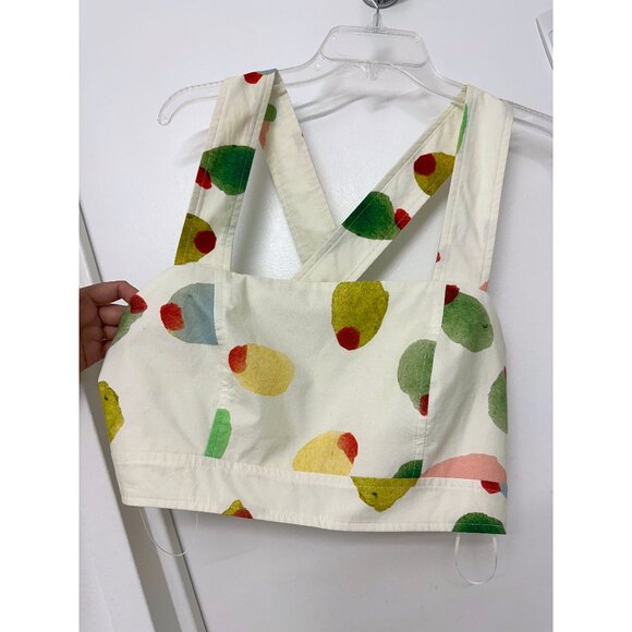 Rachel Antonoff Filthy Martini Olive Print Antonia Crop Top Dots Circles 12 - Picture 5 of 14